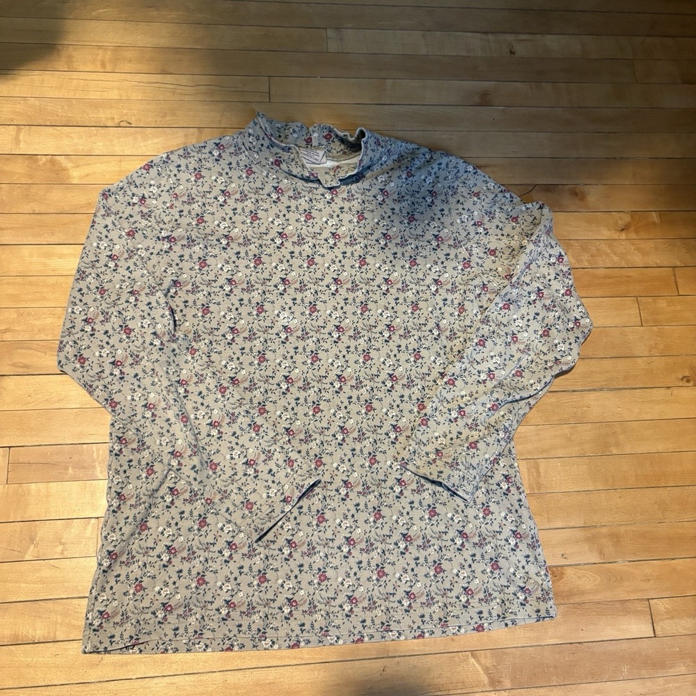 Vintage High Sierra Turtleneck Long Sleeve T Shirt Women's Size Medium Floral